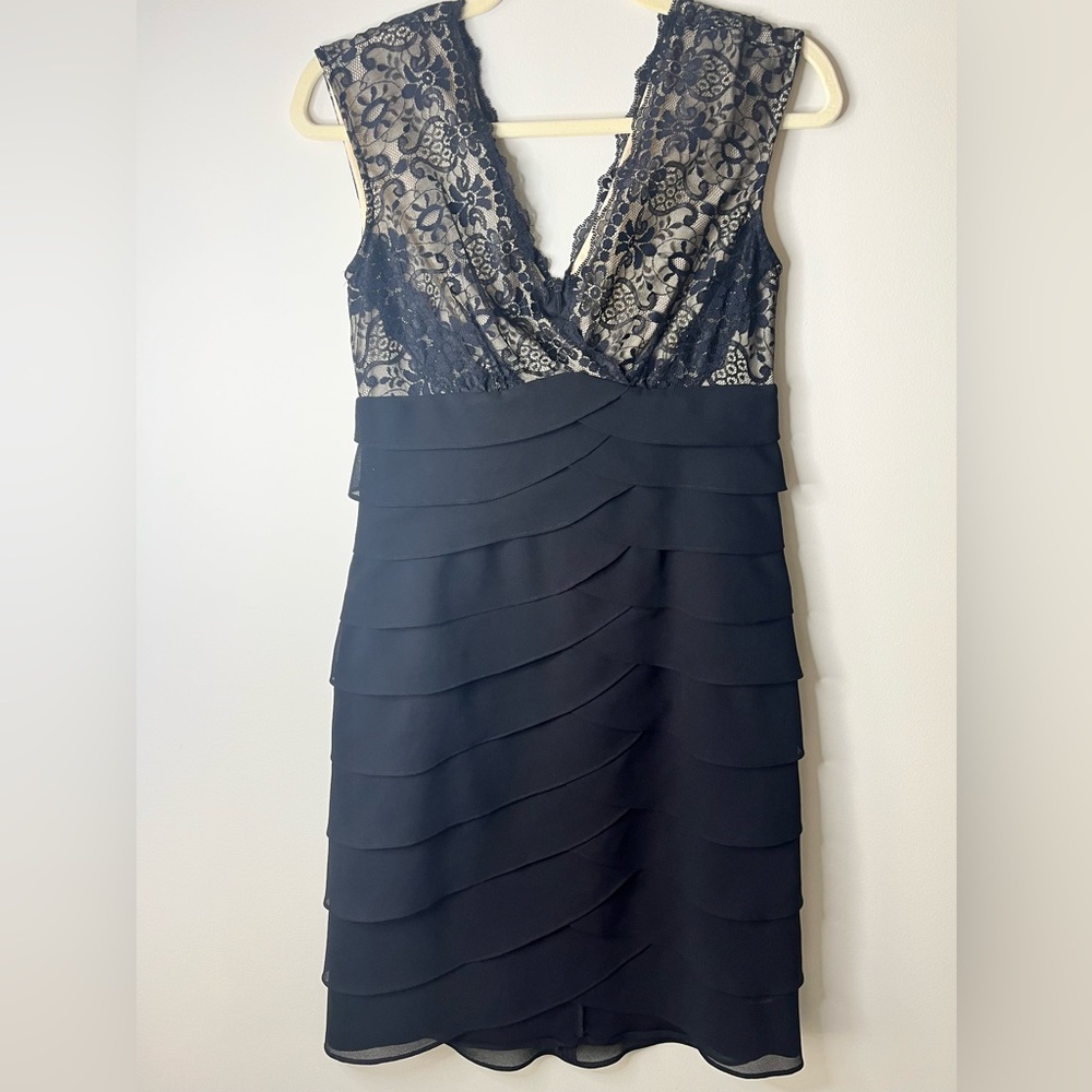Scarlett Night V Neck Lace and Flutter Skirt Dress Size 6
